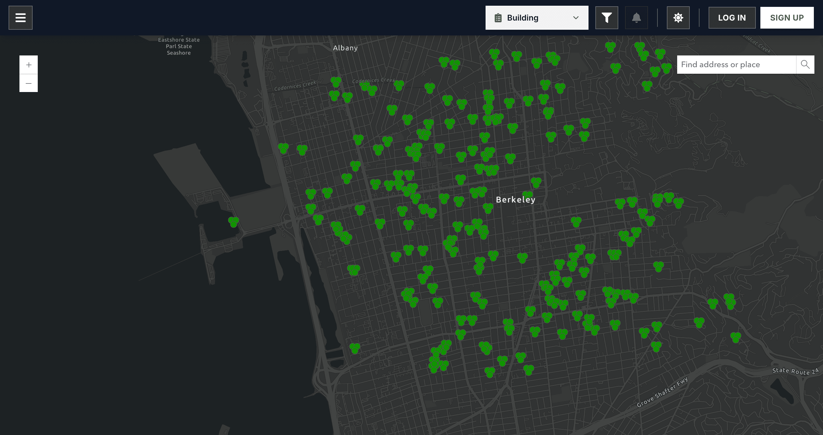 PermitsView map showing building permit activity in Berkeley